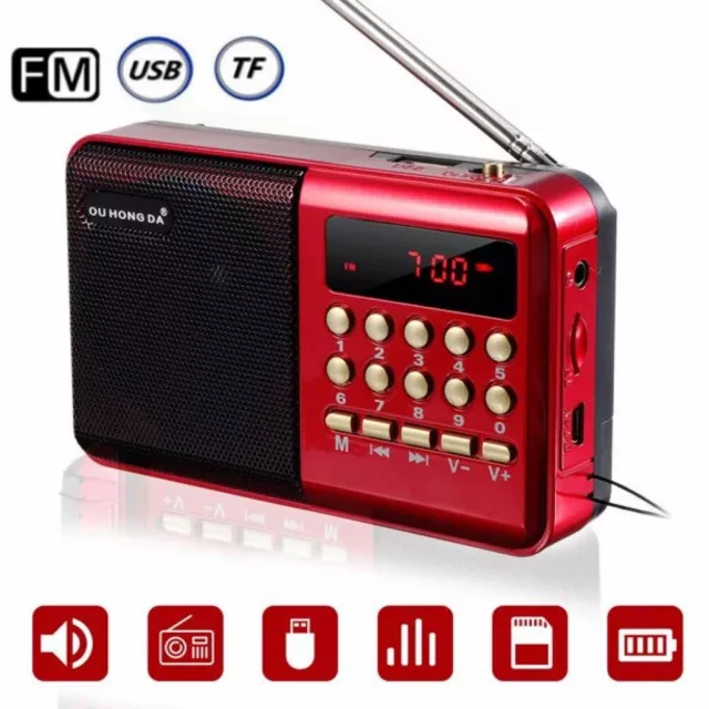 Mini Tragbarer FM Radio Lautsprecher Akku Box Musikbox MP3 Player USB SD Aux DHL