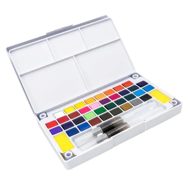 Watercolor Paints Set 24 Colors With Brush In Case Painting Art Artist Kit