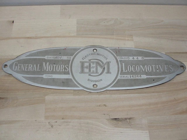 1951 General Motors Electro-Motive Locomotive Builders Plate 14244 Class 0-4-4-0 1951 General Motors Electro-Motive Locomotive Builders Plate 14244 Class 0-4-4-0