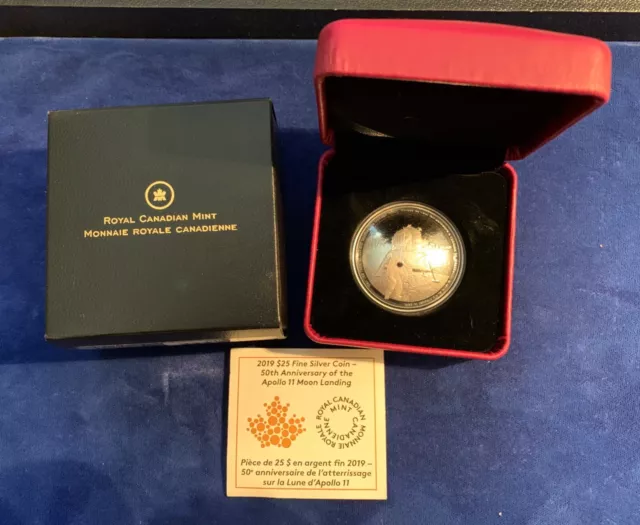 Canada  2019   $25 Convex Silver Coin, 50Th Anniversary Of Apollo 11, Gem Proof