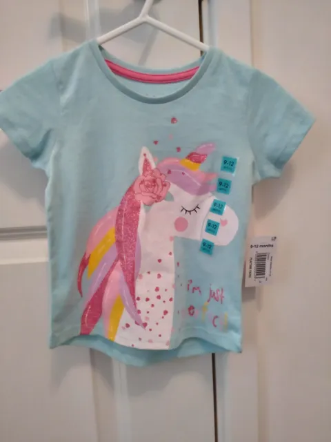 T-shirt unicorno unicorno blu bambina 9-12 mesi