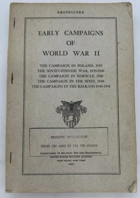 Post WWII Westpoint Military History Early Campaigns of World War II w Maps
