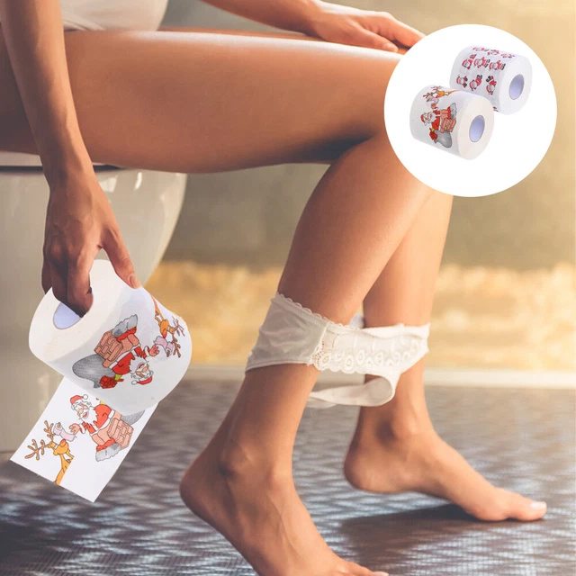 2 rollos de papel higiénico divertido rollo de Navidad impreso servilletas desechables alce