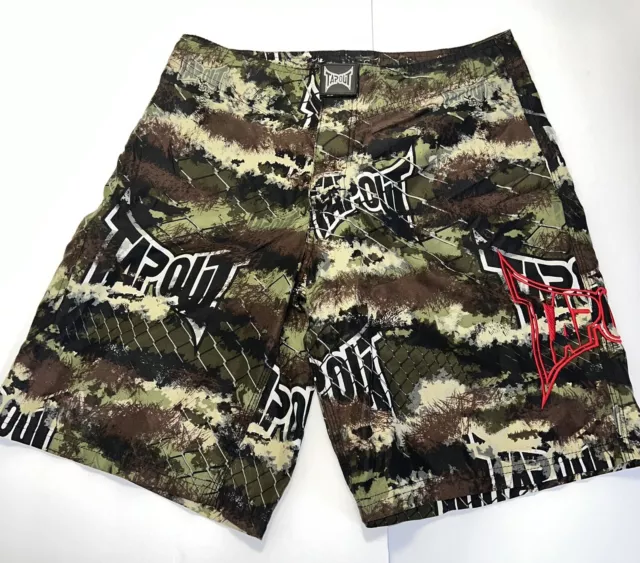 TAPOUT MMA Board Shorts Men’s 32 Camouflage Fight Gym Polyester UFC Y2K