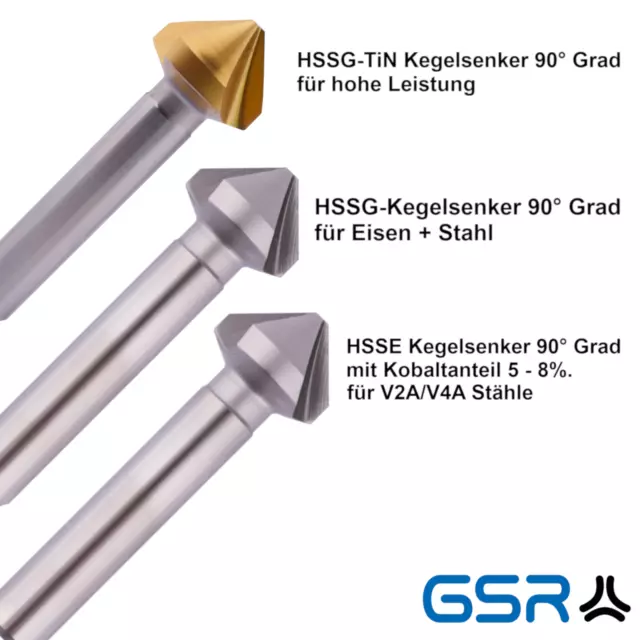 GSR Kegelsenker/Satz DIN 334/335  Senker 60/90/120° Grad HSS/HSSEVA/TiN Auswahl