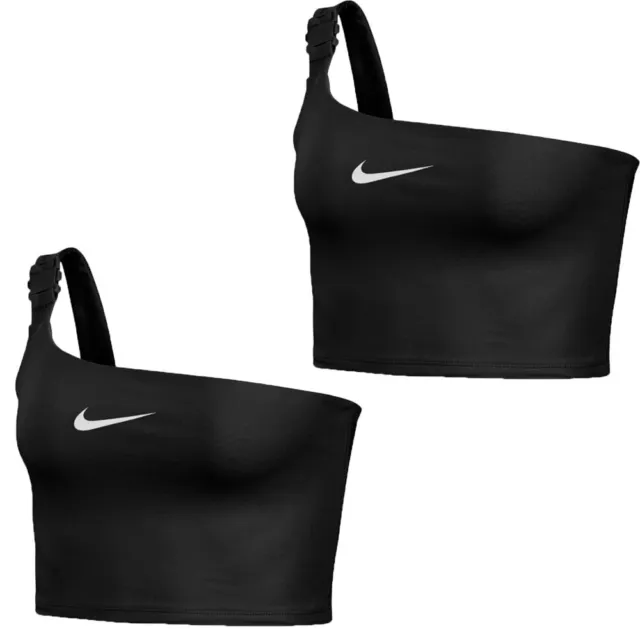 Nike Womens One Shoulder Sleeveless Cropped Tank Bralet Vest Tops Sports Bra