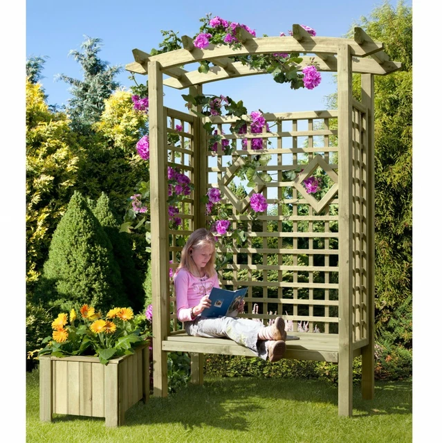 VidaXL Pergola Mit Bank – 146x55x220 Cm – Grün Imprägniertes Kiefernholz – Rankhilfe Für Rosen – Wetterfest – Einfache Montage