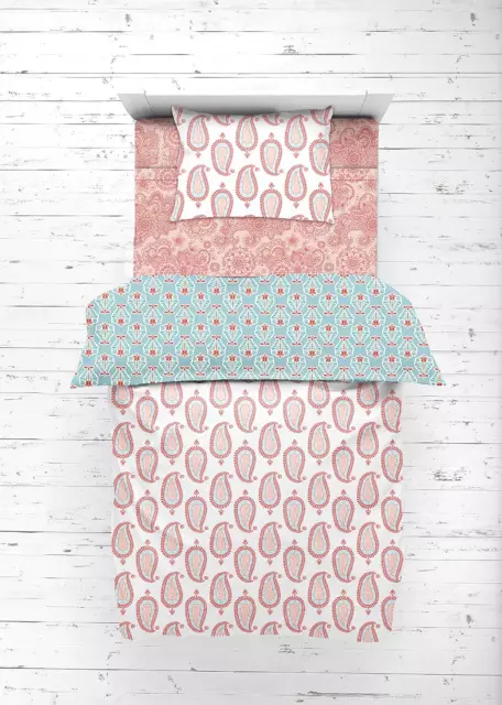 - Paisley Cotton Percale Girls Toddler Bedding (Coral/Aqua Paisley, 4-Piece Todd