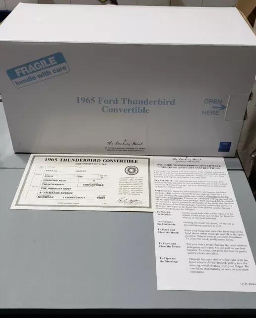 Danbury Mint 1:24 1965 Ford Thunderbird Convertible "Diamond Blue" BOX ONLY
