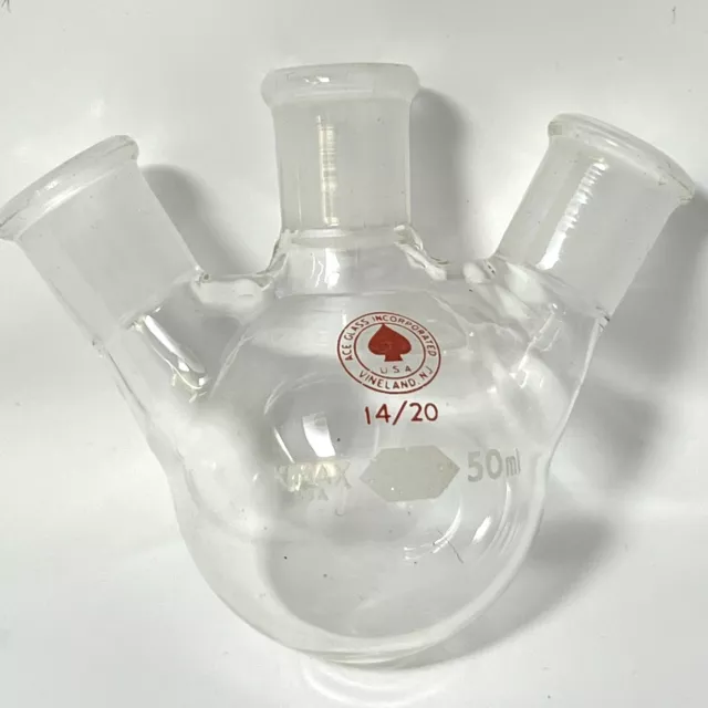 Ace Glass 250mL Angled 3-Neck Round Bottom Flask 14/20 Outer Joints 9465-213