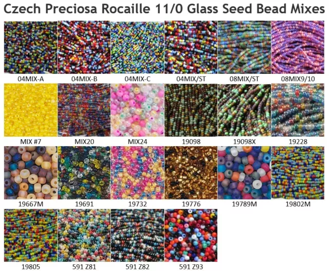 Czech 11/0 Preciosa Mixes Rocaille Glass Seed Beads 12-strand Hanks