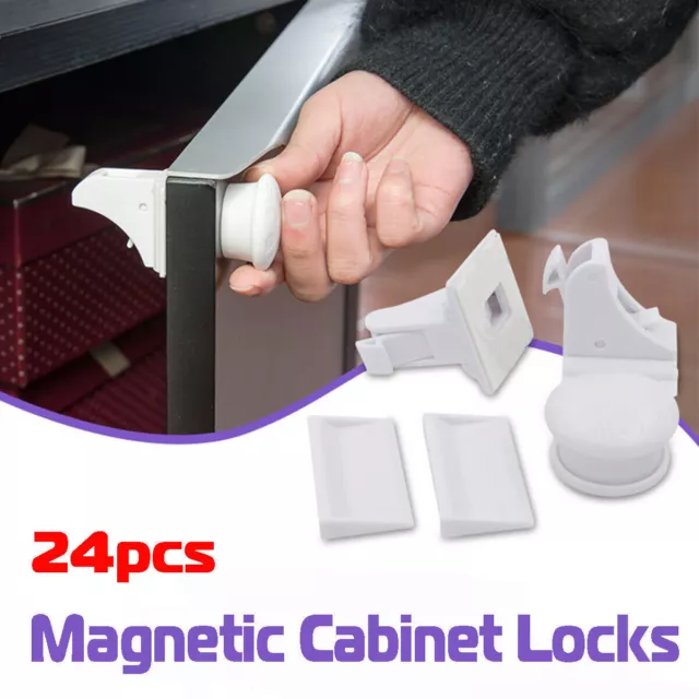 24PCS Magnetic Child Infant Baby Kids Drawer Cupboard Cabinet Door Safety Lock