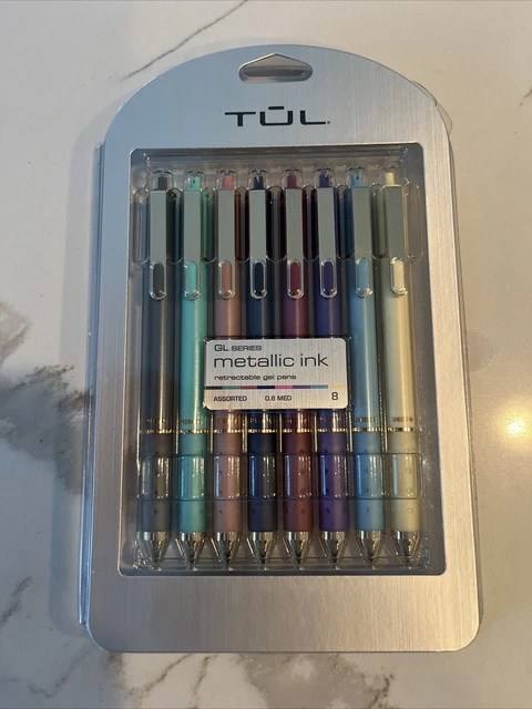 TUL Limited Edition GL Series Metallic Ink Retractable 0.8mm Gel Pens 8 Pack NEW