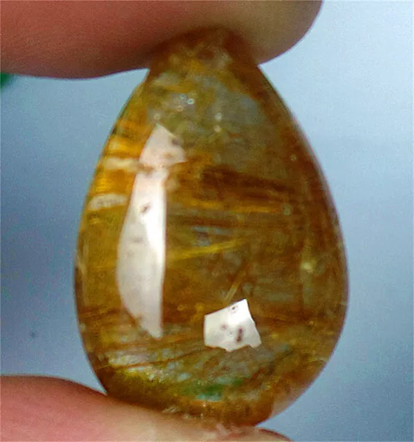 24x16x11mm Natural Gold Rutilated Quartz Crystals Teardrop Reiki Pendant BQ67535