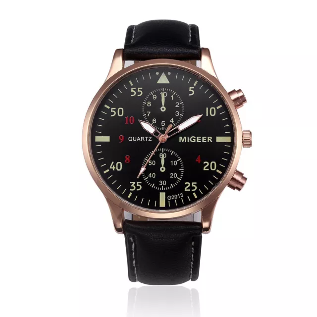 Men’s Military Leather Date Quartz Analog Army Casual Dress Wrist Watches UK