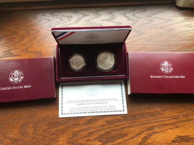 1998 Kennedy Collector's set: RFK silver dollar and Matte Finish JFK half dollar