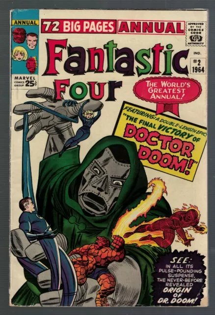 Marvel Comics Fantastic four 2 Annual king size Origin Dr Doom VGF 5.0 1964