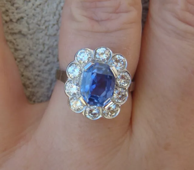 $52,950Natural Untreated 4.85ct Ceylon  Sapphire 1.50ct natural Diamonds Ring852