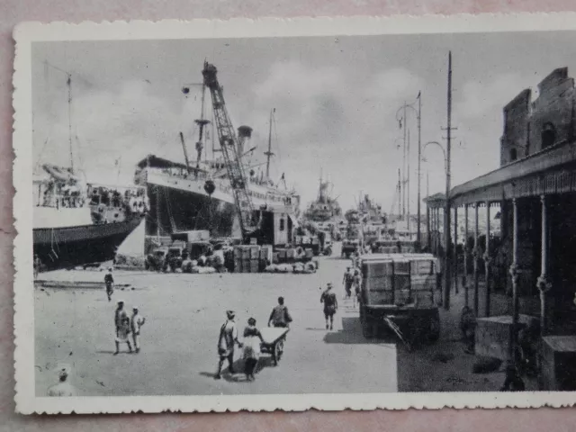 Vecchia foto epoca fotografia antica LA BANCHINA AL PORTO DI MASSAUA 1936 coloni