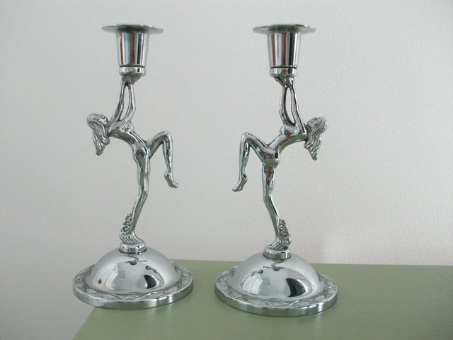 art-deco-chrome-plated-nude-lady-candlesticks-15-56-picclick-uk