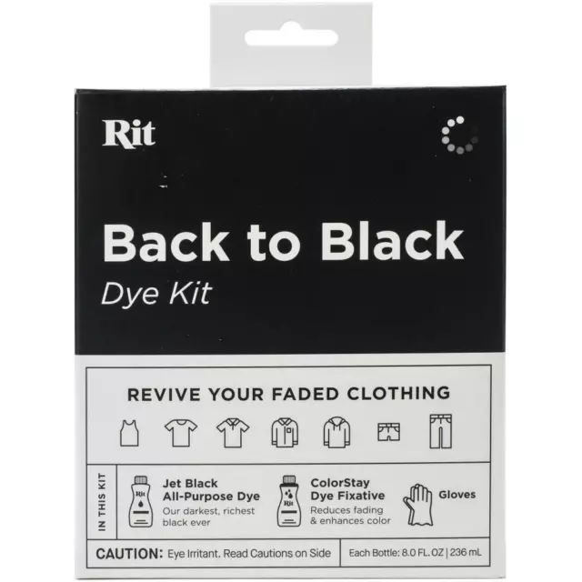 RIT All-Purpose Fabric Dye Kit - Back to Black for Cotton, Linen, Wool & more