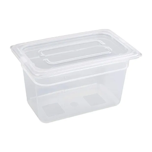 4x Vogue 1/4 Gastronorm Container With Lid 150mm Boxes Food Storage Restaurant