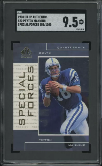 1998 SP Authentic Peyton Manning Special Forces Rookie RC /1000 #S22 SGC 9.5 1998 SP Authentic Peyton Manning Special Forces Rookie RC /1000 #S22 SGC 9.5