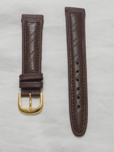 Cinturino orologio vera pelle marrone ansa da 18mm imbottito fibbia dorata