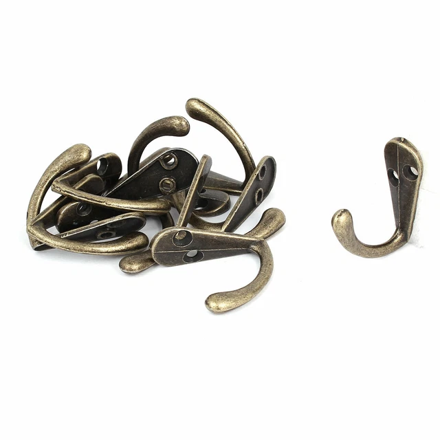 Bedroom Coat Towel Hanging Screw Mounted Zinc Alloy Wall Hook Bronze Tone 10pcs