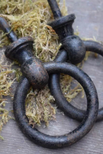 Pair Of Vintage Cast Iron Horse Tethering Rings old reclaimed stable equestrian