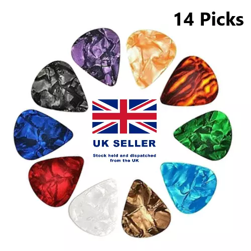 14 x GUITAR PICKS/PLECTRUMS for Acoustic Bass Electric Guitars - Popular Size