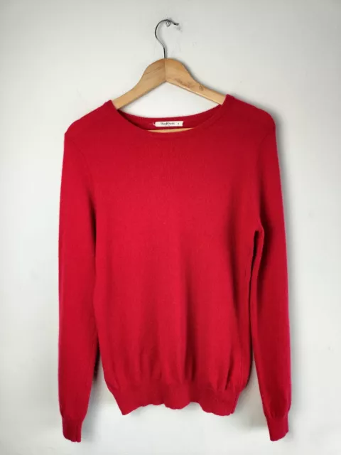 Woolovers Merino Wool & Cashmere Knit Red Round Neck Jumper - Women's Small