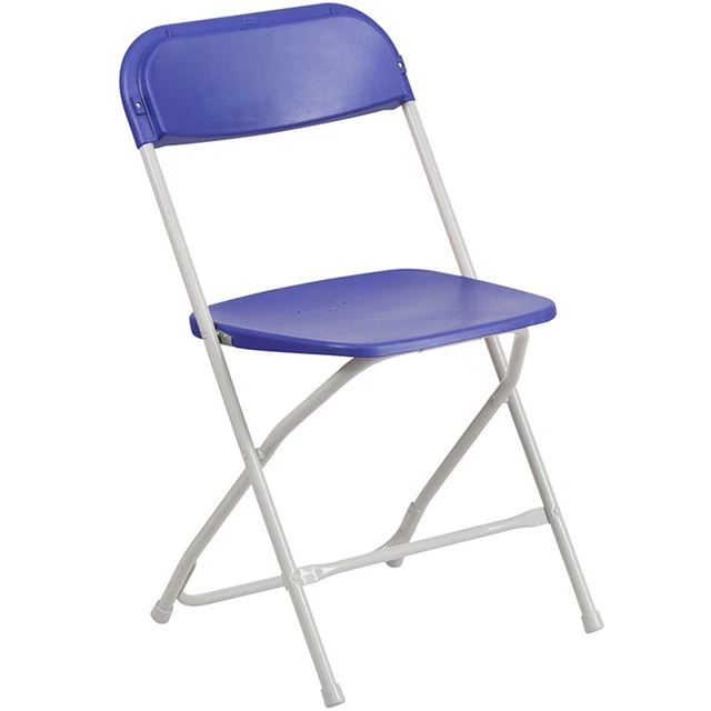 Blue Plastic Folding Chairs 10 Pack Indoor Outdoor Event 300lb Capacity