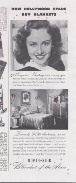 1941 Print Ad North Star How Hollywood Stars Buy Blankets Margaret Lindsay