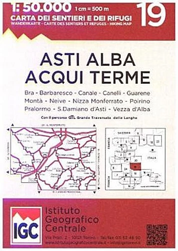 Wanderkarte 19 Asti Alba Acqui Terme 1:50 000