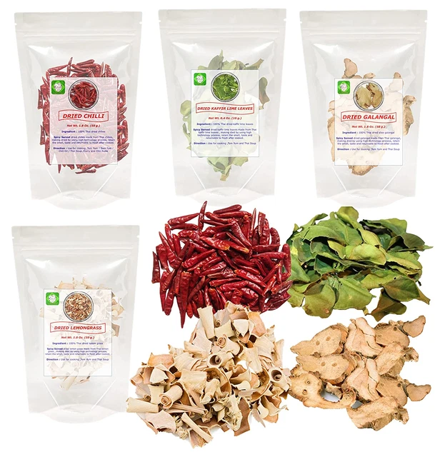 Lungcha Tom Yum Set for Thai Food Hot Spicy Soup 160 Gram of Dried Chili 50 Gram