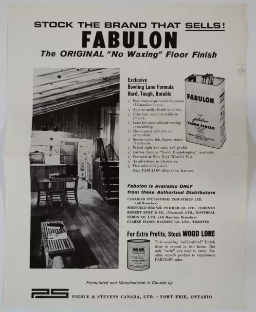 Vintage Fabulon Dealer Ad Dealer Proof for Floor Finish