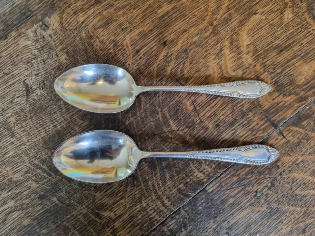 Antique Edwardian Pair Sheffield EPNS Serving Spoons - Some signs of wear