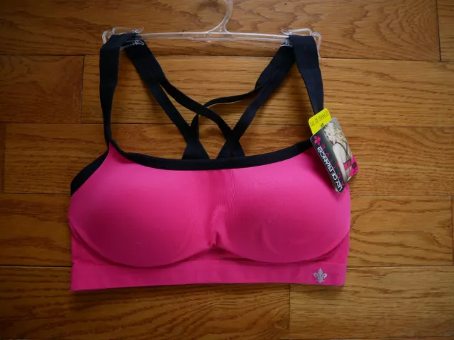 Lily of France Women's Crosse Back Medium Impact Active Bra M NEW Passion Punch