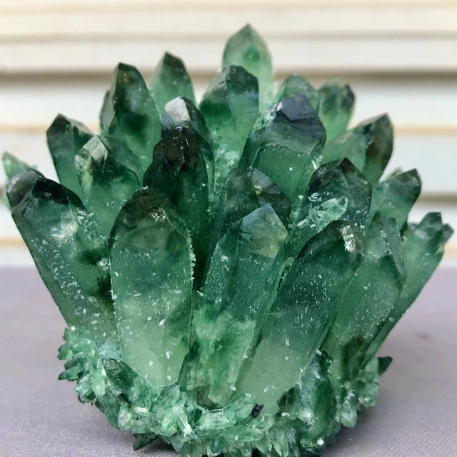 503g  New Find Green Phantom Quartz Crystal Cluster Mineral Specimen Healing 2