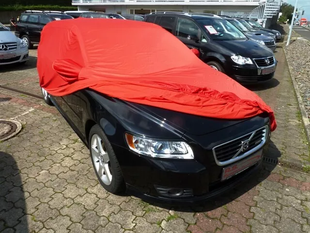 Movendi Car-Cover Vollgarage Indoor Satin Red mit Spiegeltaschen für Volvo V50