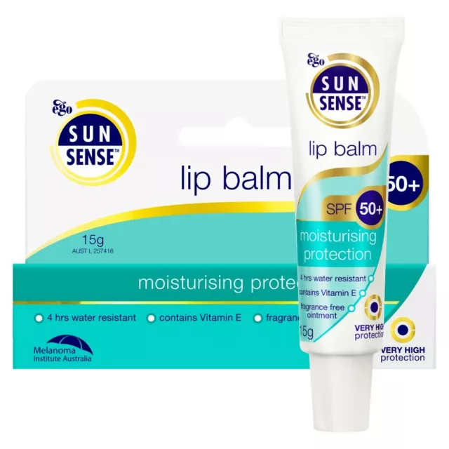 Ego SunSense Lip Balm SPF 50+ 15g Moisturising UVA/UVB Water Resistant Sunscreen