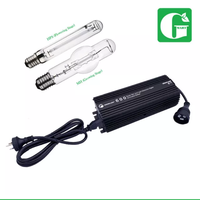 Growlush 600W Digital Dimmable Ballast Hps/Mh Grow Lamps Hydroponics Lighting