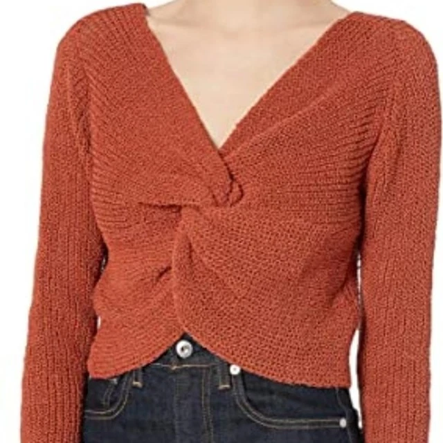 J.O.A. Rost Twist offener Strick Baumwollmischung zugeschnittener Pullover Größe M 2