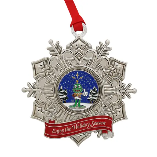 2023 Snowflake Ornament Geocoin - Signal the Frog Official Geocaching Trackable