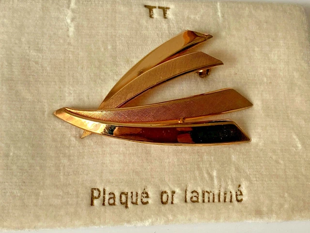 Broche Plaqué Or Style Vintage Façon Marcel Boucher - Bijou Occasion Doré