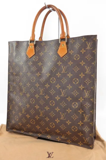 Authentic LOUIS VUITTON Sac Plat Monogram Tote Shopping Bag Purse #56424