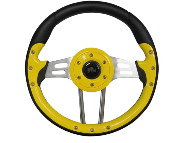 Golf Cart Steering Wheel- Yellow Grip/ Black Spokes 13" Diameter