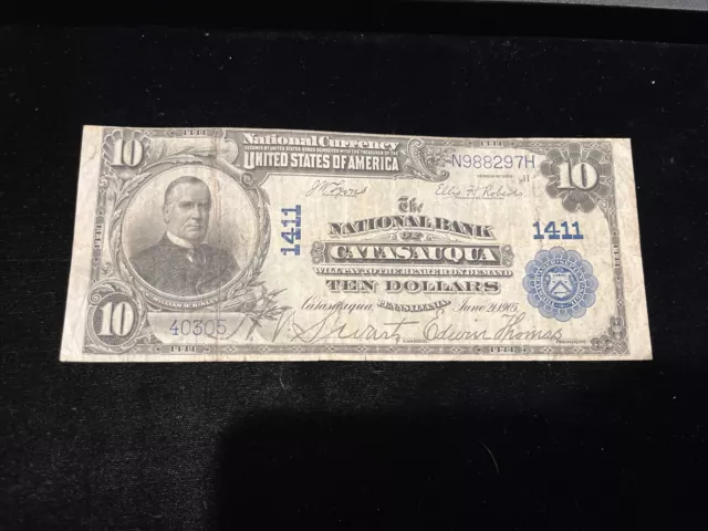 1902 $10 The National Bank Of CATASAUQUA PA National Currency CH # 1411 Split