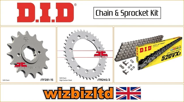DID Professional 520 VX3 120-Link Transmission Chain - Gold & Black - Made In Japan